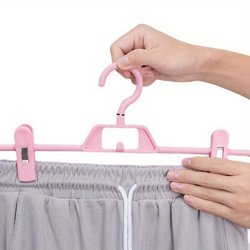 5pcs Plastic Pants Rack Hanging Clothes Rack Folding Pants Clip