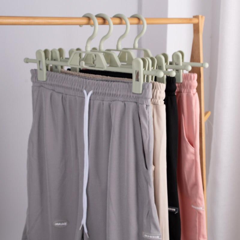 5pcs Plastic Pants Rack Hanging Clothes Rack Folding Pants Clip