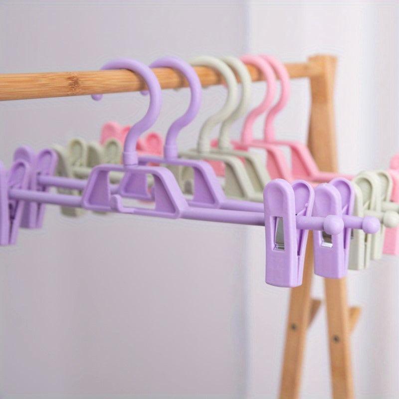 5pcs Plastic Pants Rack Hanging Clothes Rack Folding Pants Clip
