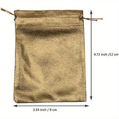 100pcs Golden Drawstring Organza Jewelry Pouches Wedding Party Favor Gift Bags