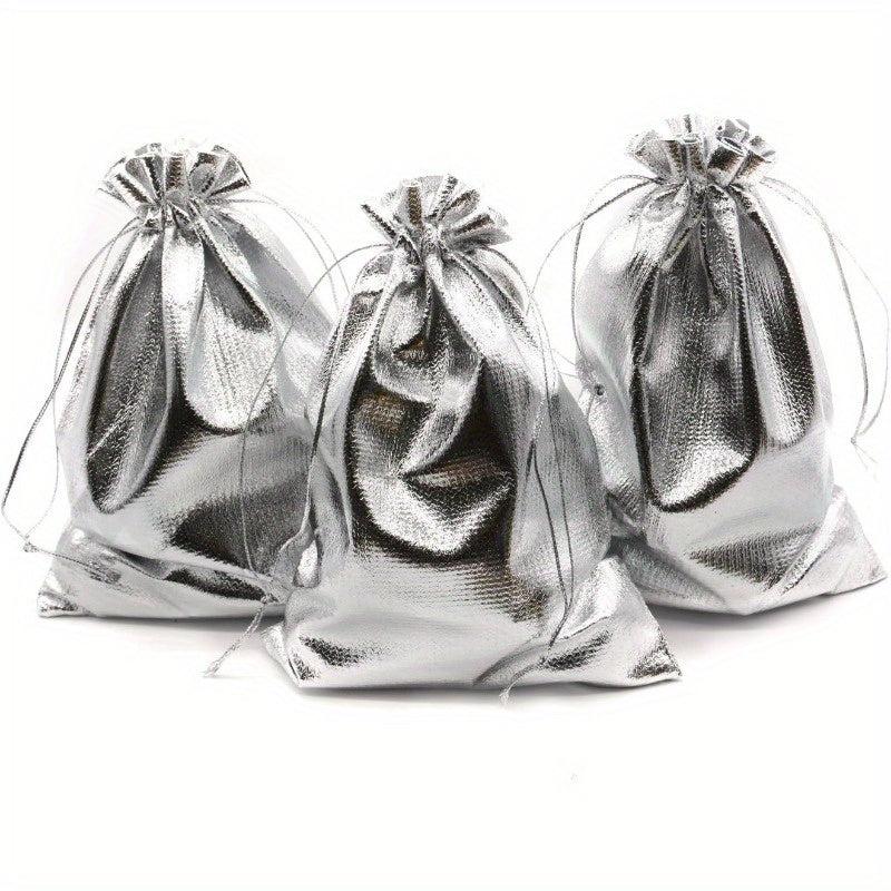 100pcs Golden Drawstring Organza Jewelry Pouches Wedding Party Favor Gift Bags