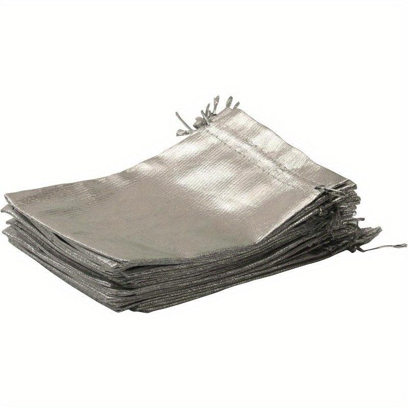 100pcs Golden Drawstring Organza Jewelry Pouches Wedding Party Favor Gift Bags