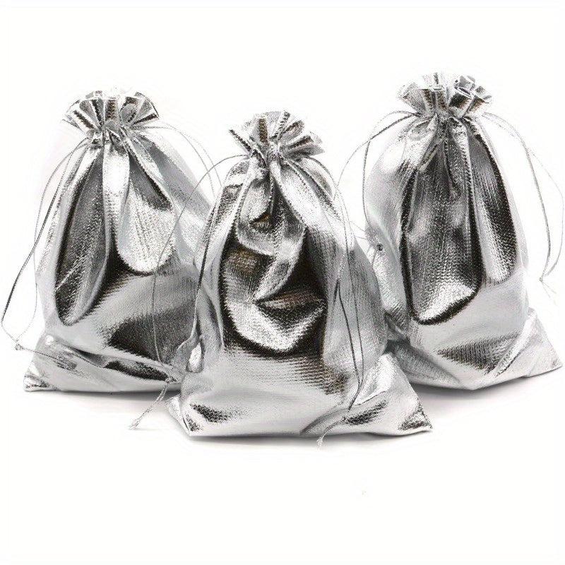 100pcs Golden Drawstring Organza Jewelry Pouches Wedding Party Favor Gift Bags