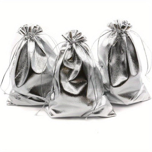 100pcs Golden Drawstring Organza Jewelry Pouches Wedding Party Favor Gift Bags