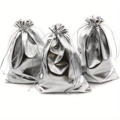 100pcs Golden Drawstring Organza Jewelry Pouches Wedding Party Favor Gift Bags