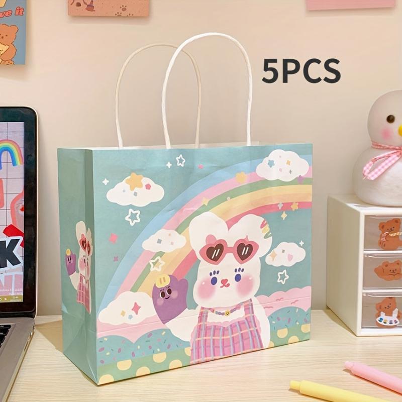 5pcs Cartoon Girl Bunny Mini Bag Decorative Paper Bag