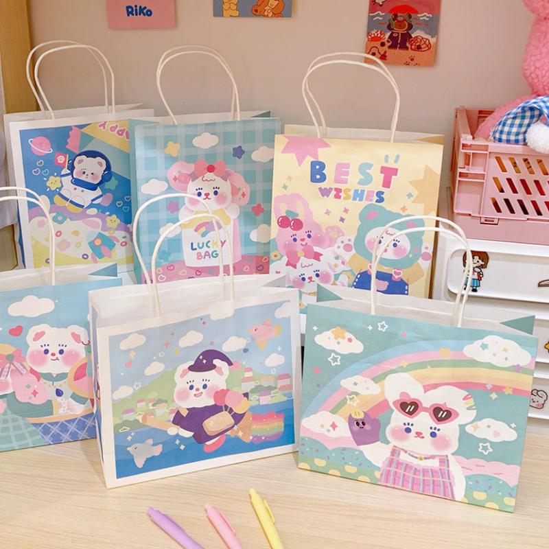 5pcs Cartoon Girl Bunny Mini Bag Decorative Paper Bag