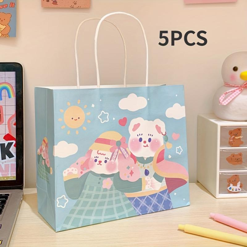 5pcs Cartoon Girl Bunny Mini Bag Decorative Paper Bag