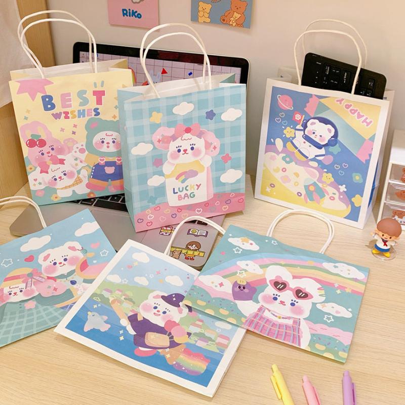 5pcs Cartoon Girl Bunny Mini Bag Decorative Paper Bag