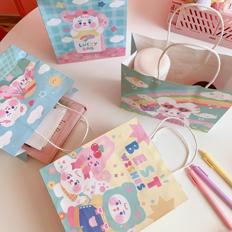 5pcs Cartoon Girl Bunny Mini Bag Decorative Paper Bag