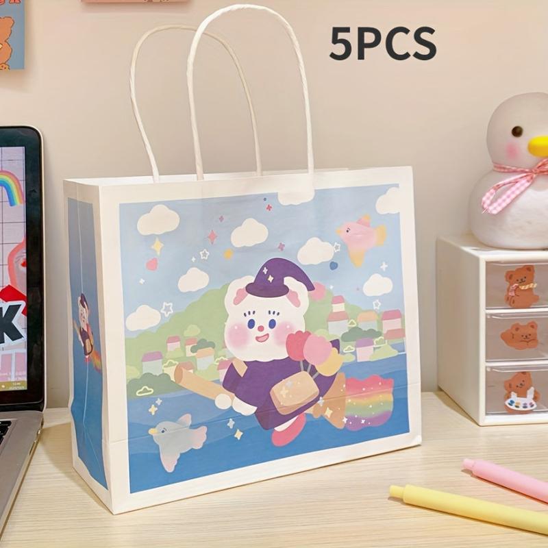 5pcs Cartoon Girl Bunny Mini Bag Decorative Paper Bag
