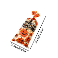 50pcs Halloween Pumpkin Spider Ghost Candy Biscuit Gift Bag