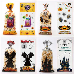 50pcs Halloween Pumpkin Spider Ghost Candy Biscuit Gift Bag