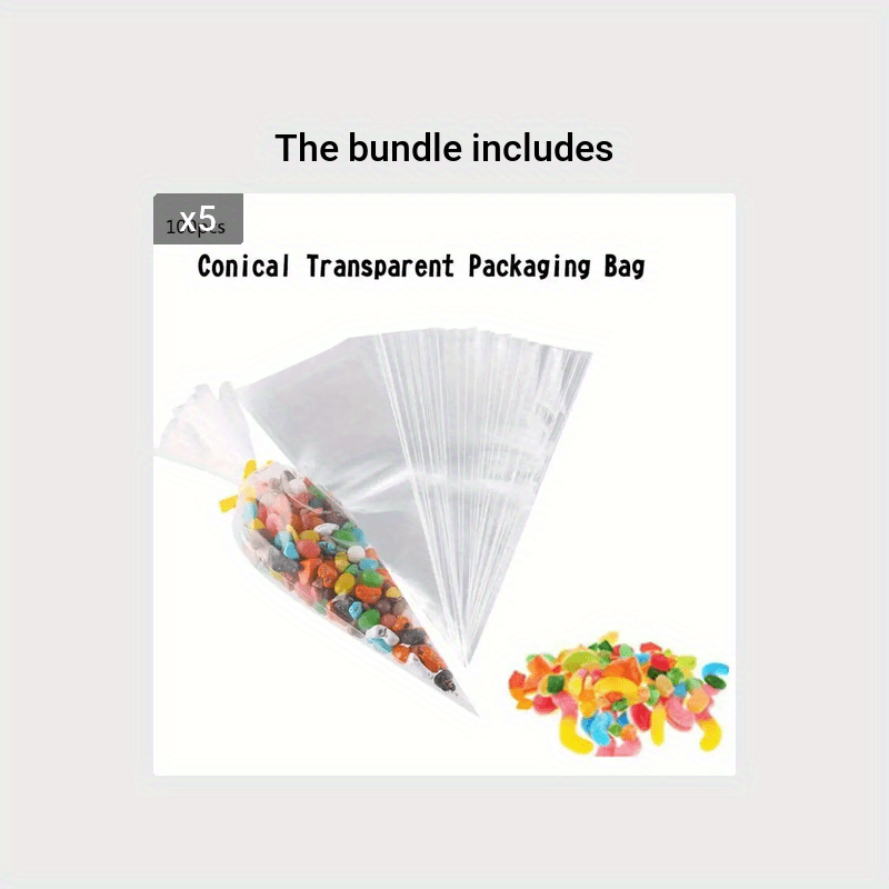 Conical Plastic Packaging Bags with Straps for Gifts and Candy