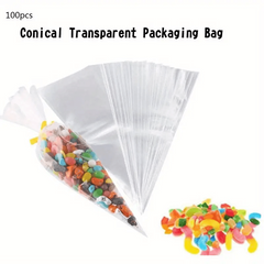 Conical Plastic Packaging Bags with Straps for Gifts and Candy