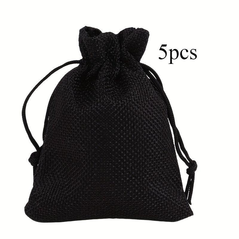 5pcs Nylon Drawstring Burlap Bags Dustproof And Reusable