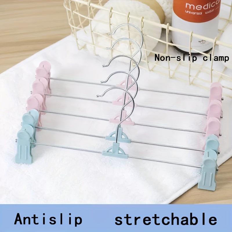 Telescopic Stainless Steel Pants Hanger with Non-Slip Clips