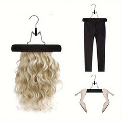 Wooden Slack Hangers for Hair Extensions Holder Non Slip Skirt Hangers