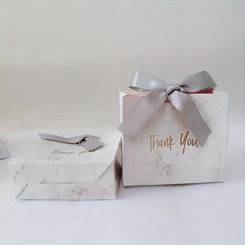 10pcs Marble Pattern Bow Gift Bags Wedding Sugar Paper Bags