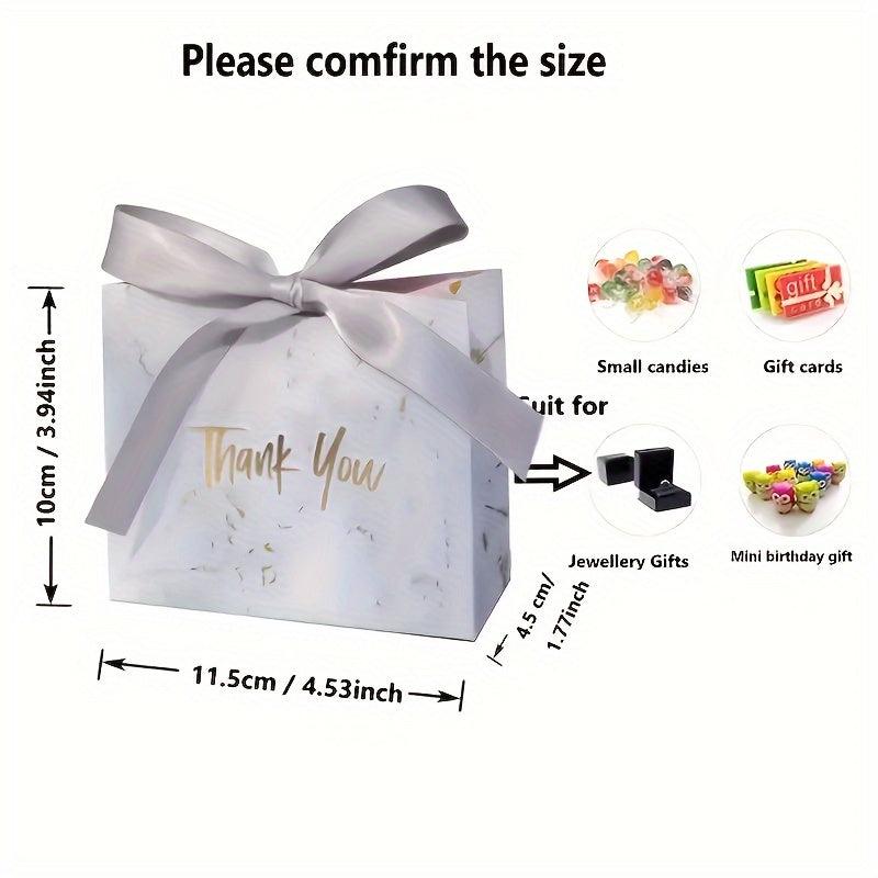 10pcs Marble Pattern Bow Gift Bags Wedding Sugar Paper Bags