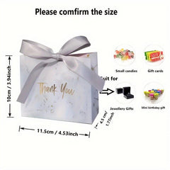 10pcs Marble Pattern Bow Gift Bags Wedding Sugar Paper Bags