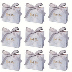 10pcs Marble Pattern Bow Gift Bags Wedding Sugar Paper Bags