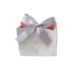 10pcs Marble Pattern Bow Gift Bags Wedding Sugar Paper Bags