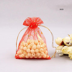 10pcs Moon Star Drawstring Organza Jewelry Gift Bag Golden