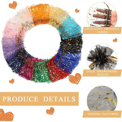 10pcs Moon Star Drawstring Organza Jewelry Gift Bag Golden