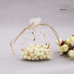 10pcs Moon Star Drawstring Organza Jewelry Gift Bag Golden