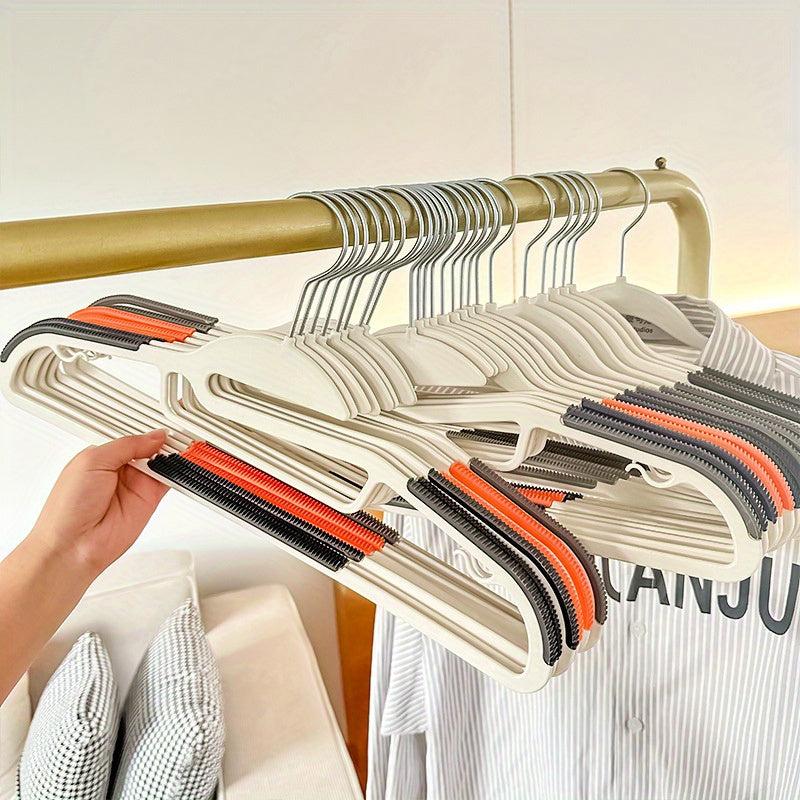 10pcs Anti-slip Plastic Clothes Hanger - Double Position Dormitory