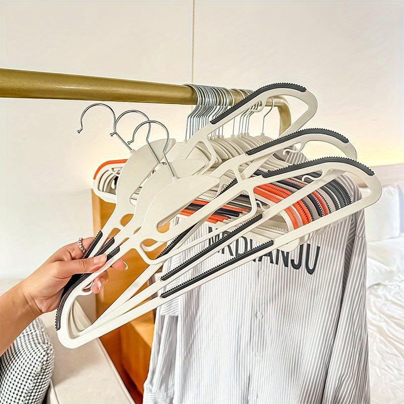 10pcs Anti-slip Plastic Clothes Hanger - Double Position Dormitory