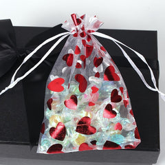 100pcs Heart Shaped Organza Gift Bags Wedding Party Jewelry Packaging