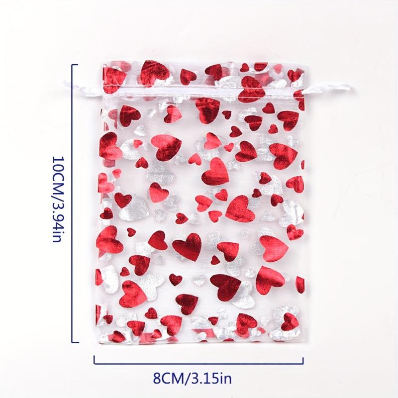 100pcs Heart Shaped Organza Gift Bags Wedding Party Jewelry Packaging
