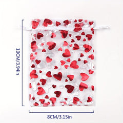 100pcs Heart Shaped Organza Gift Bags Wedding Party Jewelry Packaging