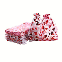 100pcs Heart Shaped Organza Gift Bags Wedding Party Jewelry Packaging