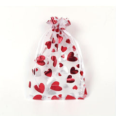 100pcs Heart Shaped Organza Gift Bags Wedding Party Jewelry Packaging