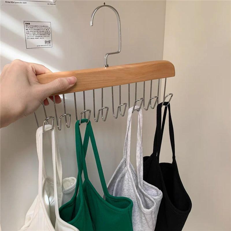 8-Hook Wooden Clothes Hanger Storage Organizer