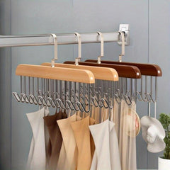 8-Hook Wooden Clothes Hanger Storage Organizer
