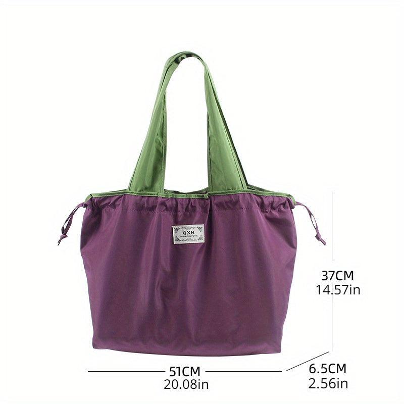 Portable Drawstring Nylon Shopping Bag for Travel & Supermarket