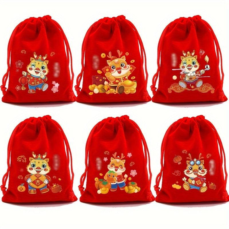 5pcs Burlap Bag & Cartoon Spring Set Candy Gift Packaging Bags