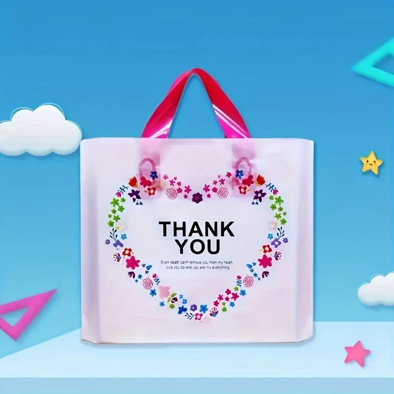 Heart Shaped Gift Bags Thank You 10-Pack