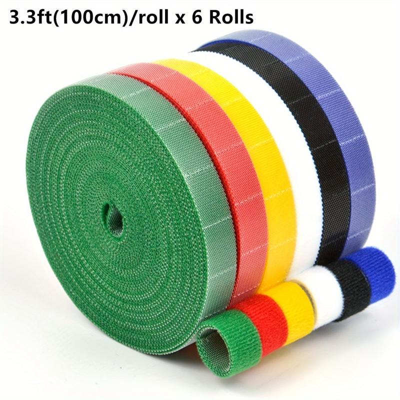 6 Rolls Hook And Loop Straps Reusable Double Side Hook Roll Organizer