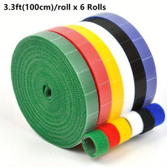6 Rolls Hook And Loop Straps Reusable Double Side Hook Roll Organizer