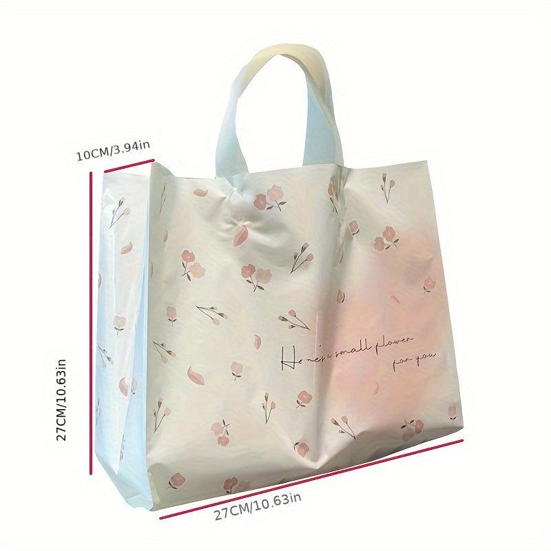 Pink Floral Tote Bag For Store Handbag Solid Bag Sushi Baking Dessert Bag
