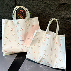 Pink Floral Tote Bag For Store Handbag Solid Bag Sushi Baking Dessert Bag