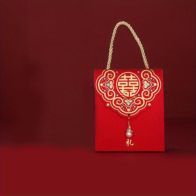 2pcs Chinese candy box Wedding candy bag Creative hand holding candy box