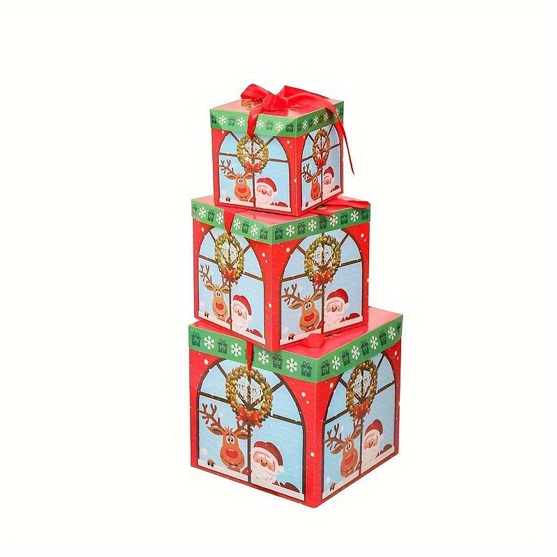 3pcs Set Checkered Red Green Christmas Paper Decor