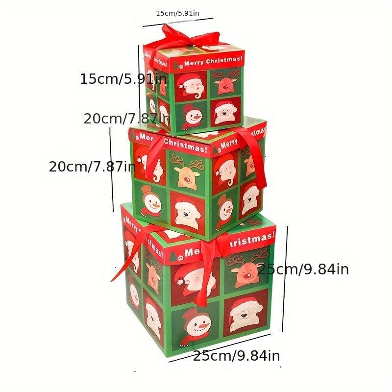 3pcs Set Checkered Red Green Christmas Paper Decor