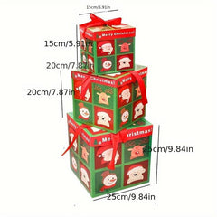 3pcs Set Checkered Red Green Christmas Paper Decor